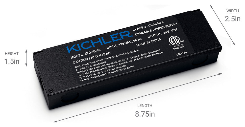 LED Power Supply 24V Textured Black 24V Dimmable 40W Power Supply