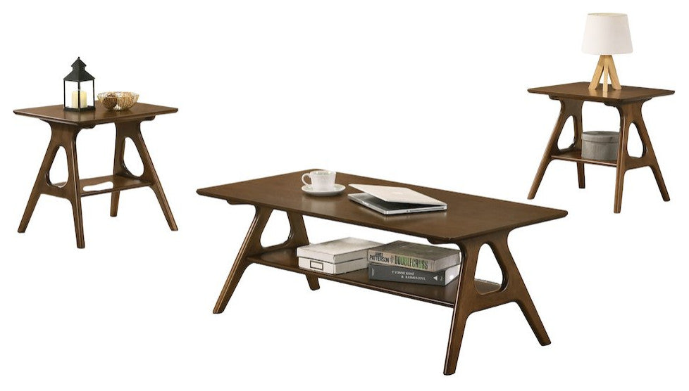 Arona Mid-Century Modern Wood 3-Pc Coffee Table Set