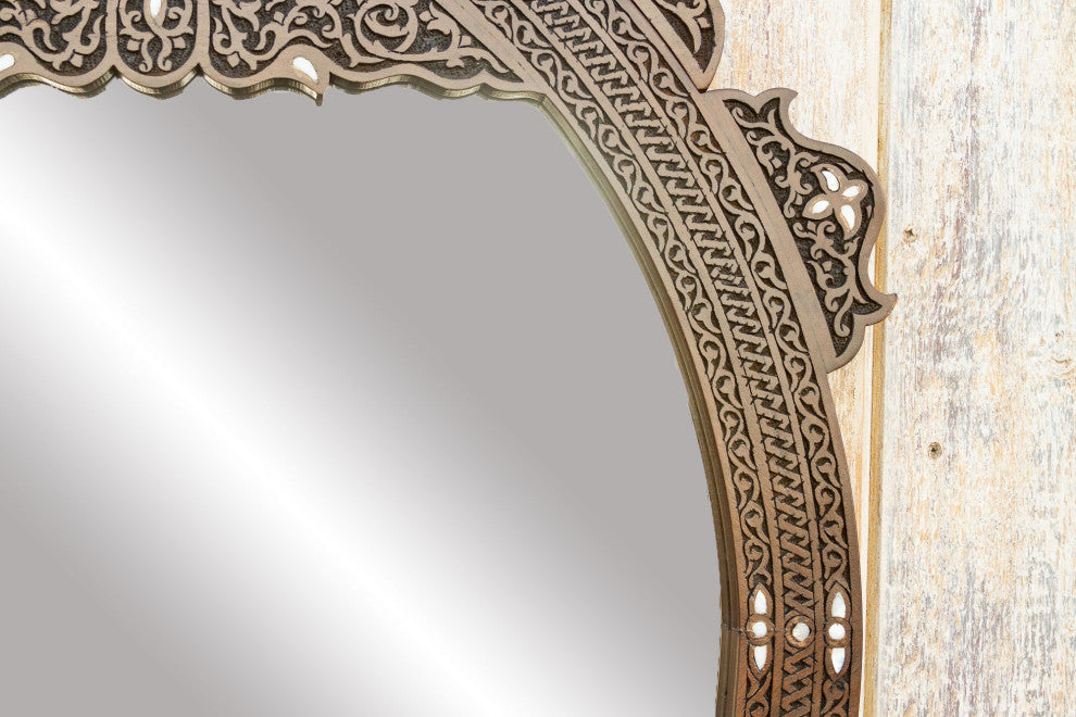 Finely Carved and Inlaid Mirror