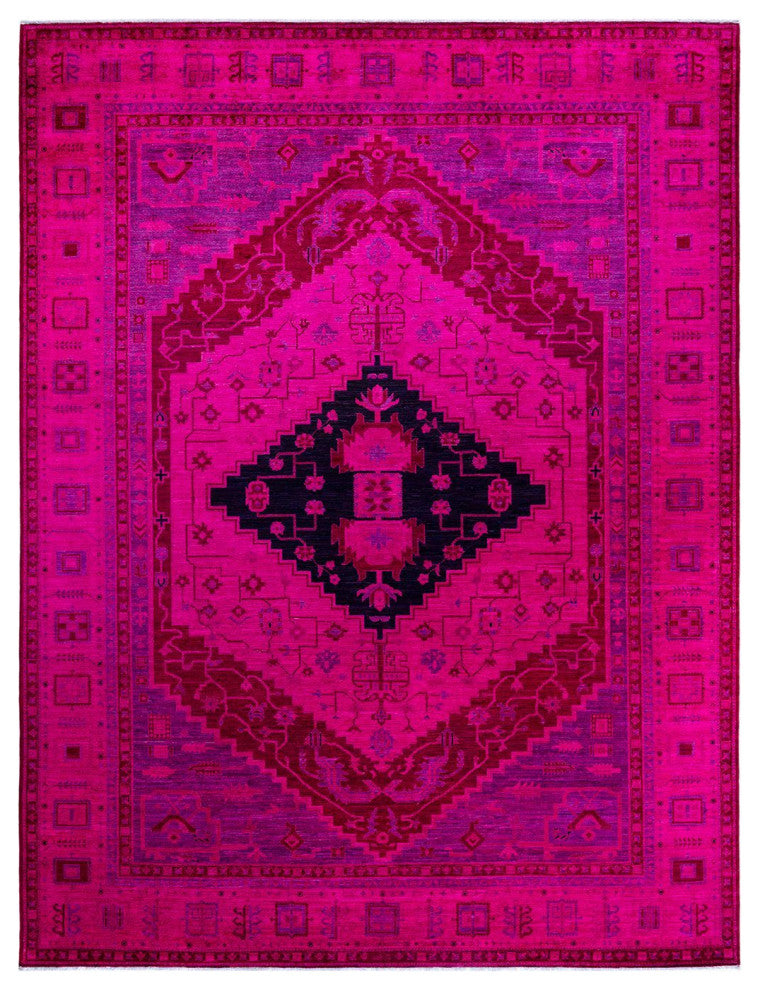 Overdyed, One-of-a-Kind Hand-Knotted Area Rug Pink, 8'10"x12'3"