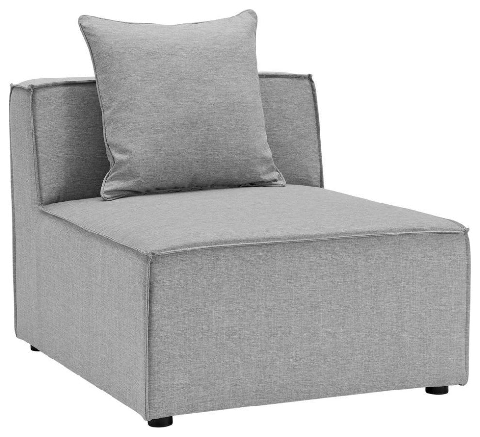Callum 16 Round Woven Heathered Fabric Upholstered Ottoman