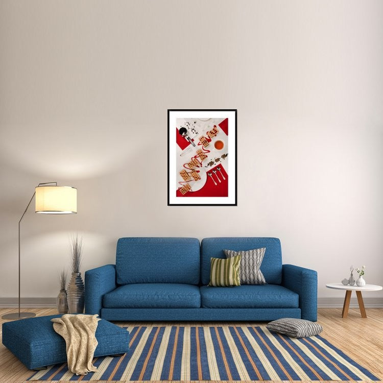 "Suprematic Meal: Viennese Waffles" Framed Digital Print by Dina Belenko, 32x44"