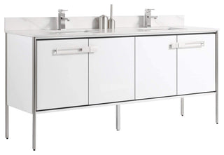Oakville Bath Vanity, Ceramic Sink, White Matte, 72 Inch, Chrome Hardware