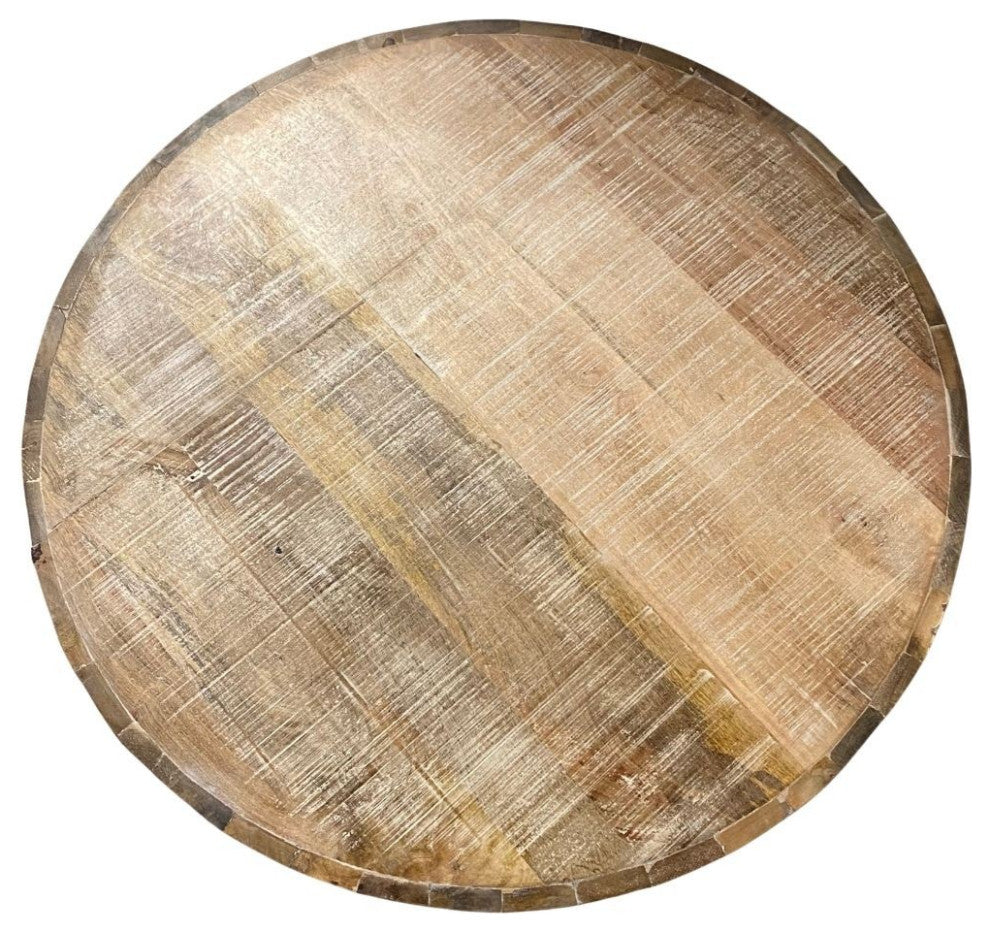 34" Rustic Natural Wooden Stump Coffee Table