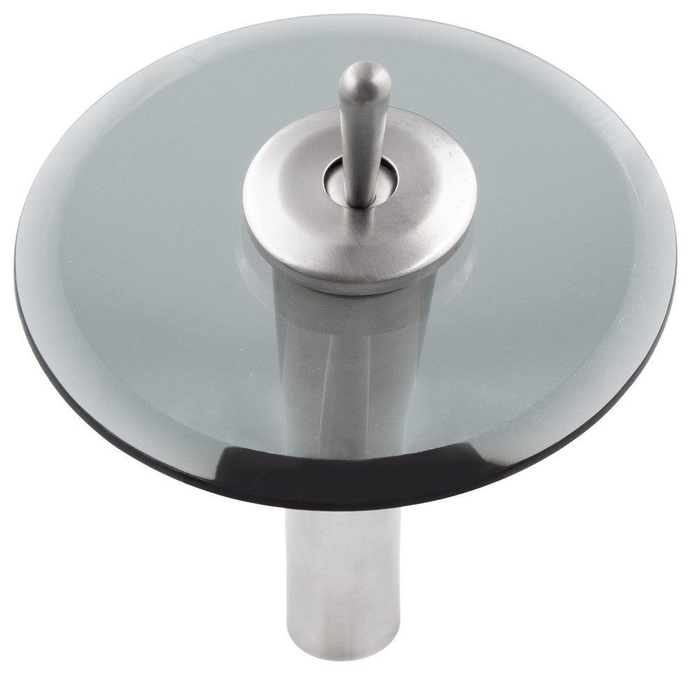 Nera Round Clear Slate Grey Glass Vessel Bath Sink Combo with Faucet and Drain, Brushed Nickel
