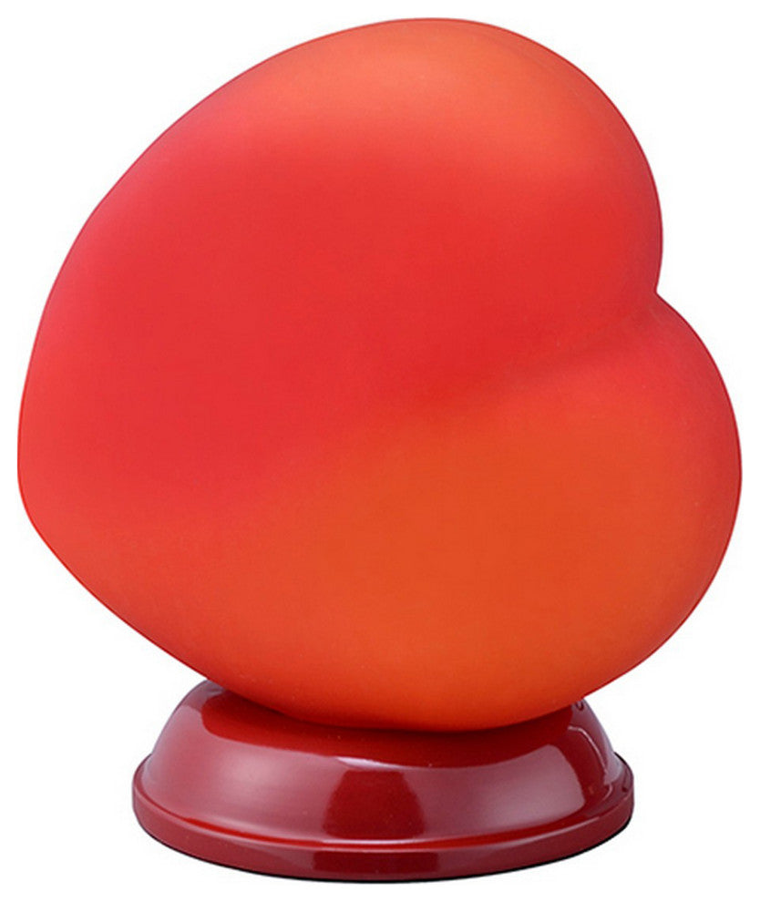 Benzara BM240309 Table Lamp With Heart Shaped Glass Shade, Red