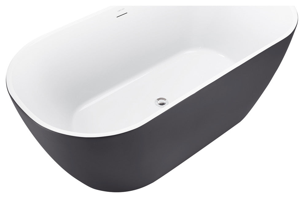 59" Chrome glossy Acrylic Oval Freestanding Non-Whirlpool Soaking Bathtub