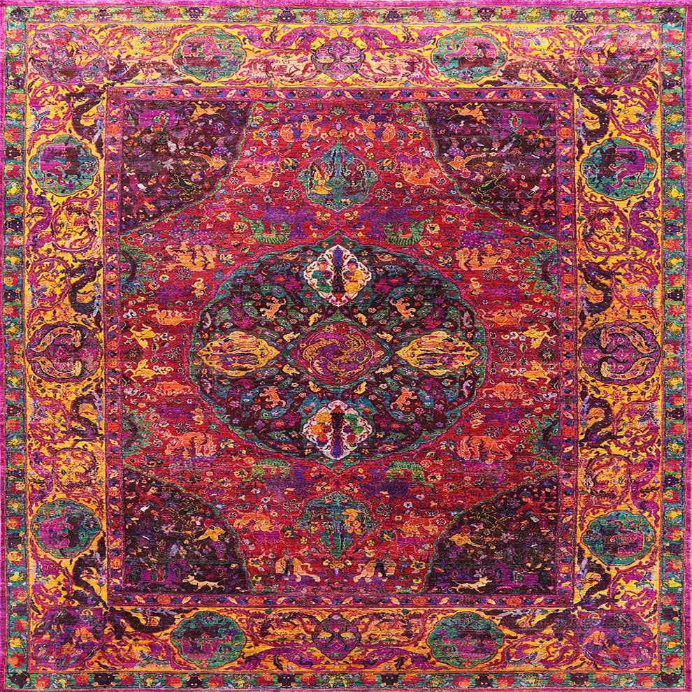 Ahgly Company Indoor Square Mid-Century Modern Area Rugs, 8' Square