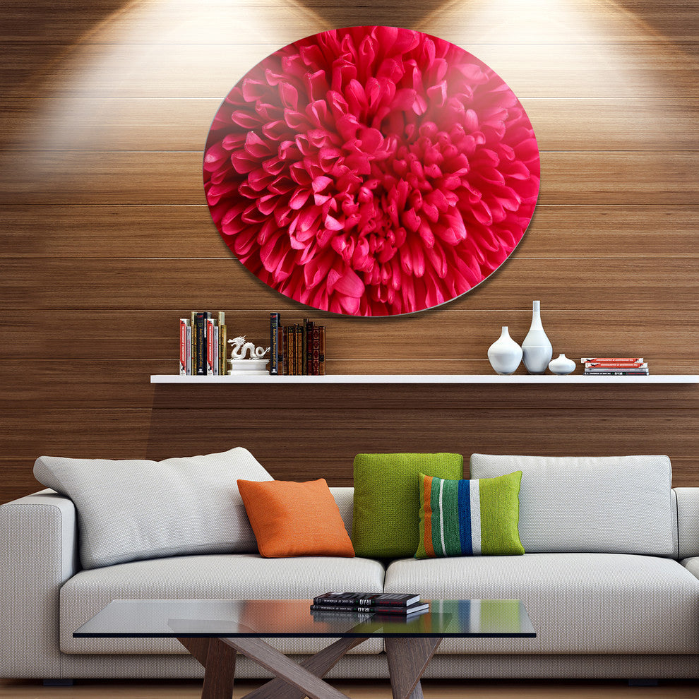 Pink Aster Flower Petals Close-Up, Floral Round Wall Art, 23"