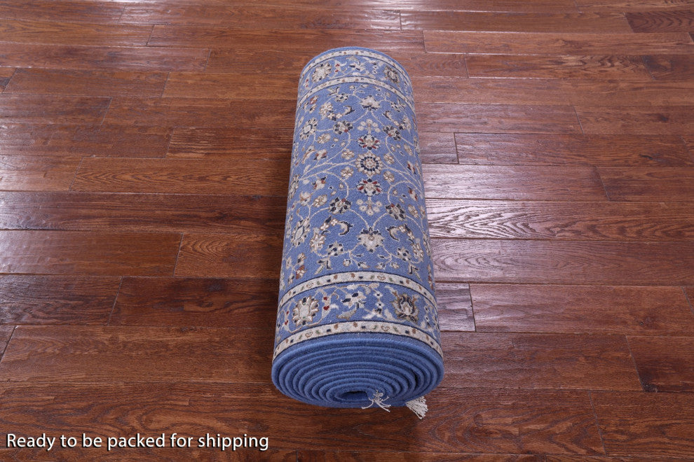 Persian Nain Wool and Silk Handmade Runner Rug 2' 8" X 18' 0" Q11660