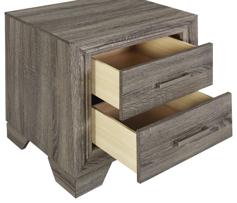 Wright 2-drawer Nightstand Bedside Table Brown Oak