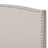 Modern Transitional Beige Fabric Upholstered King Size Panel Bed