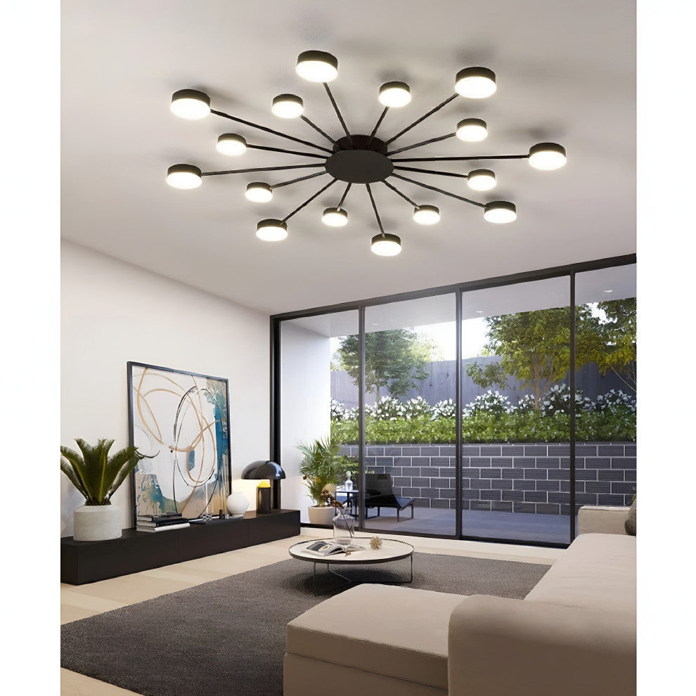Buchs | Floral shaped LED Ceiling Chandelier, Black, 8 Heads