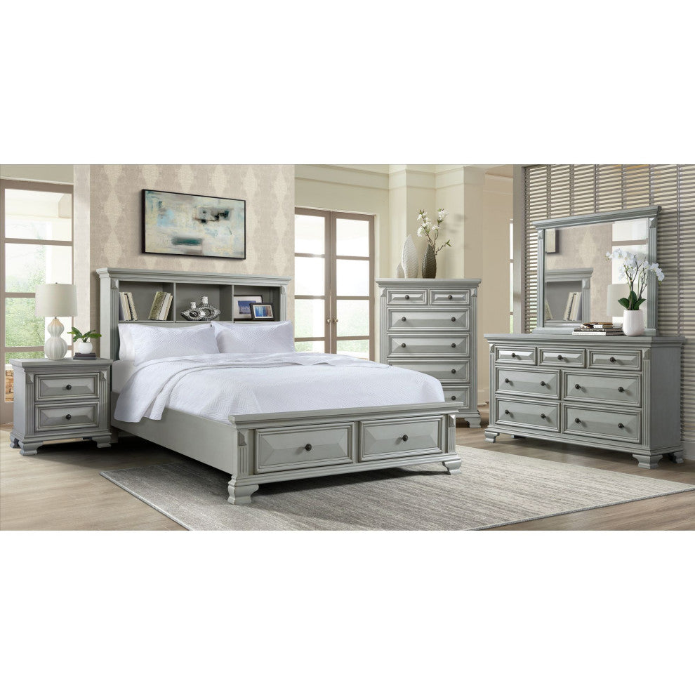 Picket House Montauk Twin Over Full Bunk Bed, Gray, 5 Piece