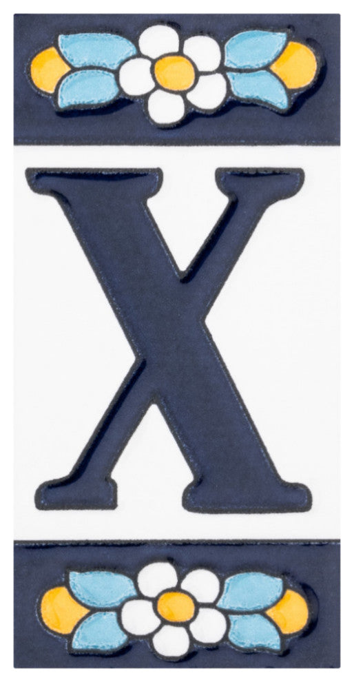 Sevillano Flora Letters 2-1/8 in. x 4-3/8 in. Ceramic Wall Tile, X