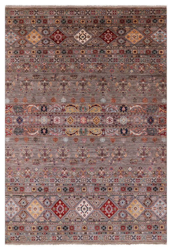 6' 8" X 9' 10" Handmade Tribal Khorjin Wool Rug Q7604