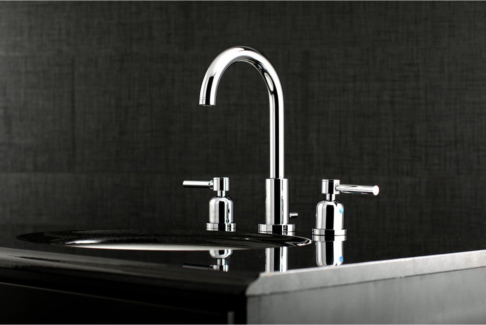 Fauceture Widespread Bathroom Faucet With Brass Pop-Up, Polished Chrome
