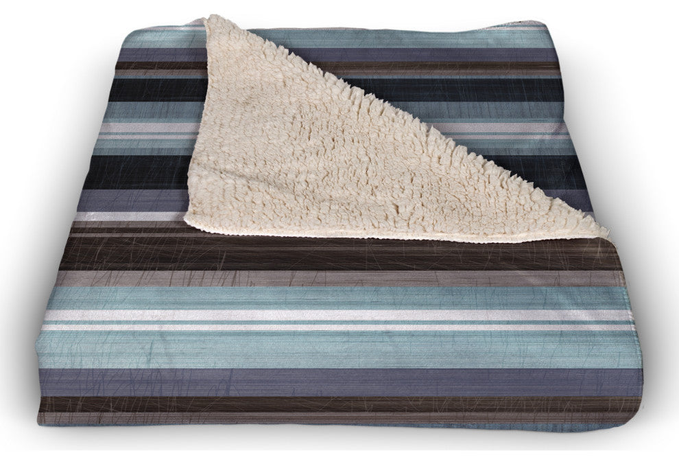 Brown Indigo Stripes 50x60 Sherpa Fleece Blanket