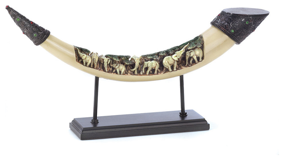 Lucky Elephants Tusk Sculpture