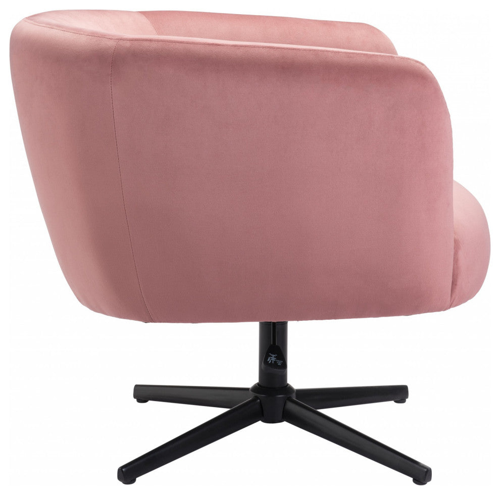 Gusto Glam Pink and Black Swivel Accent Chair