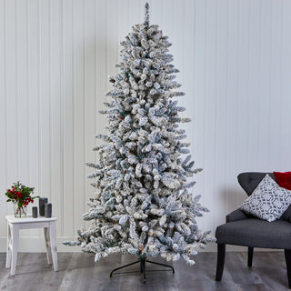 7.5ft. Flocked Livingston Fir Artificial Christmas Tree With Pine Cones