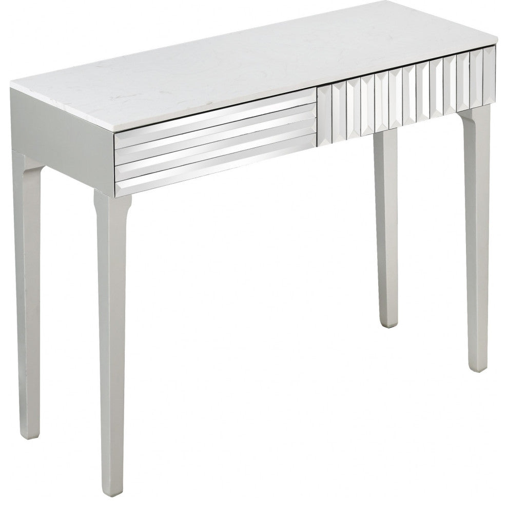 Antiqued Silver Finish Mirror Console Table