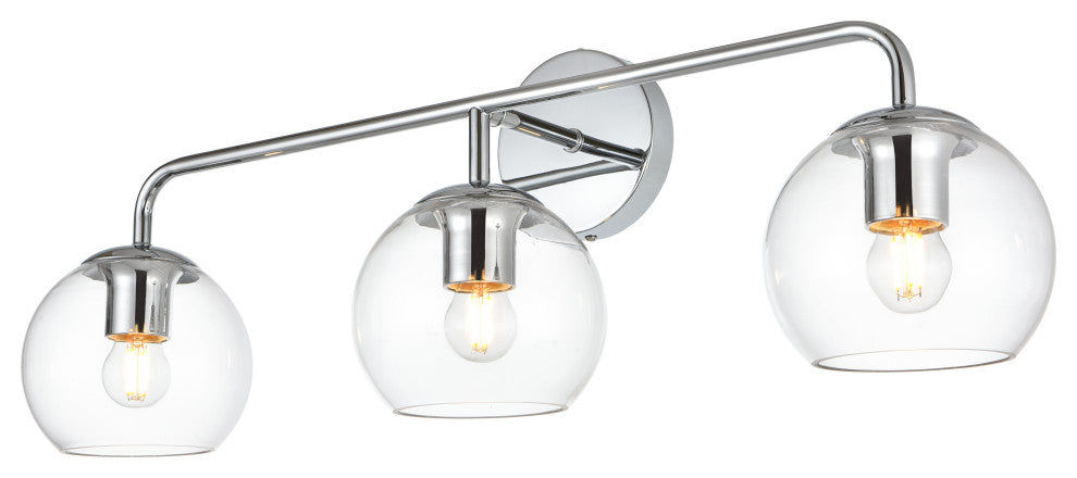 3 Light Chrome And Clear Bath Sconce