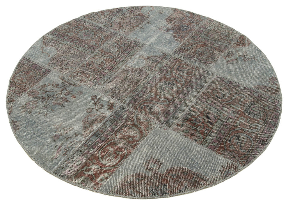 Rug N Carpet - Handwoven Oriental 4' 11" x 4' 11" Boho Round Patchwork Rug