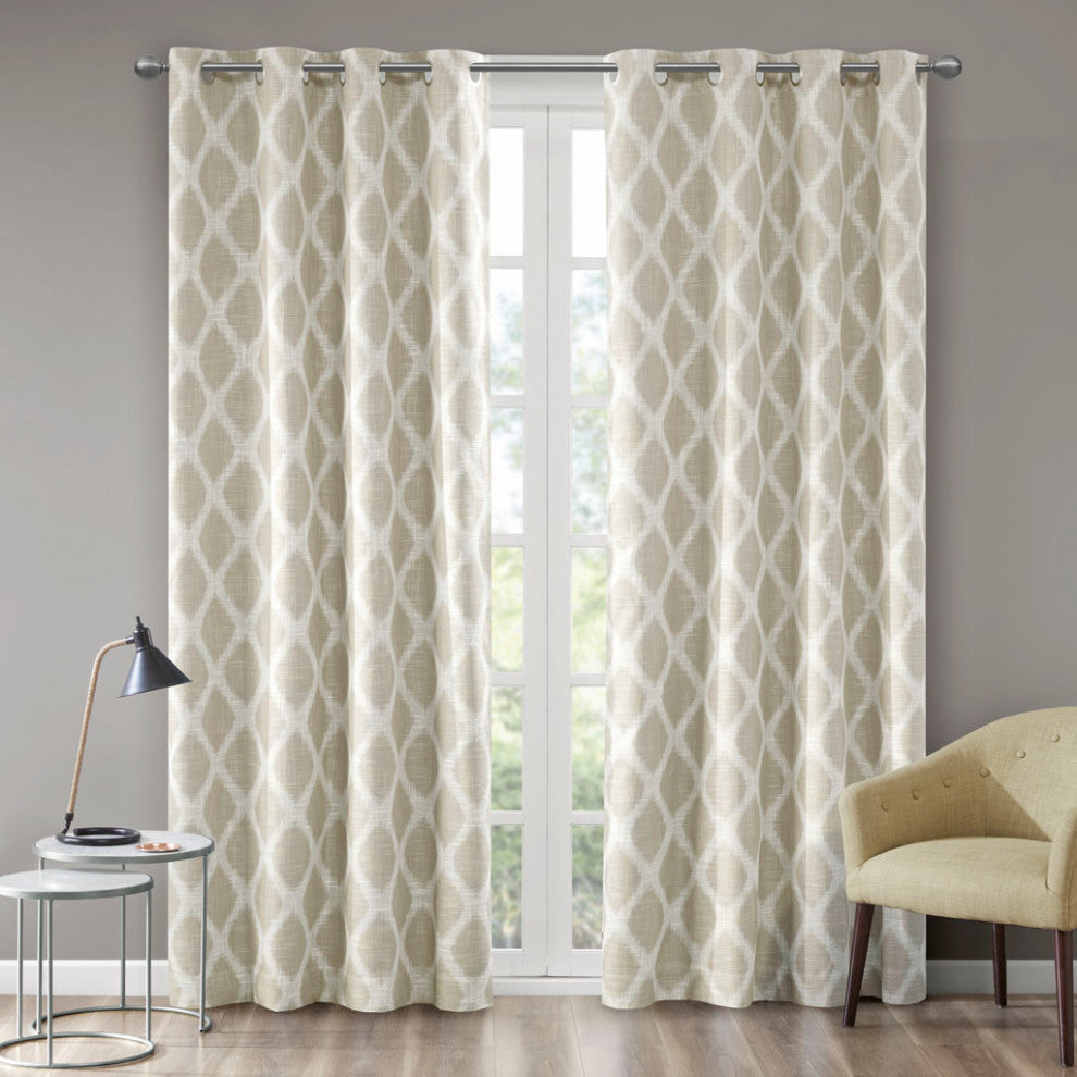 SunSmart Blakesly Ikat Blackout Window Panel, Grey, Taupe, 50"x84"