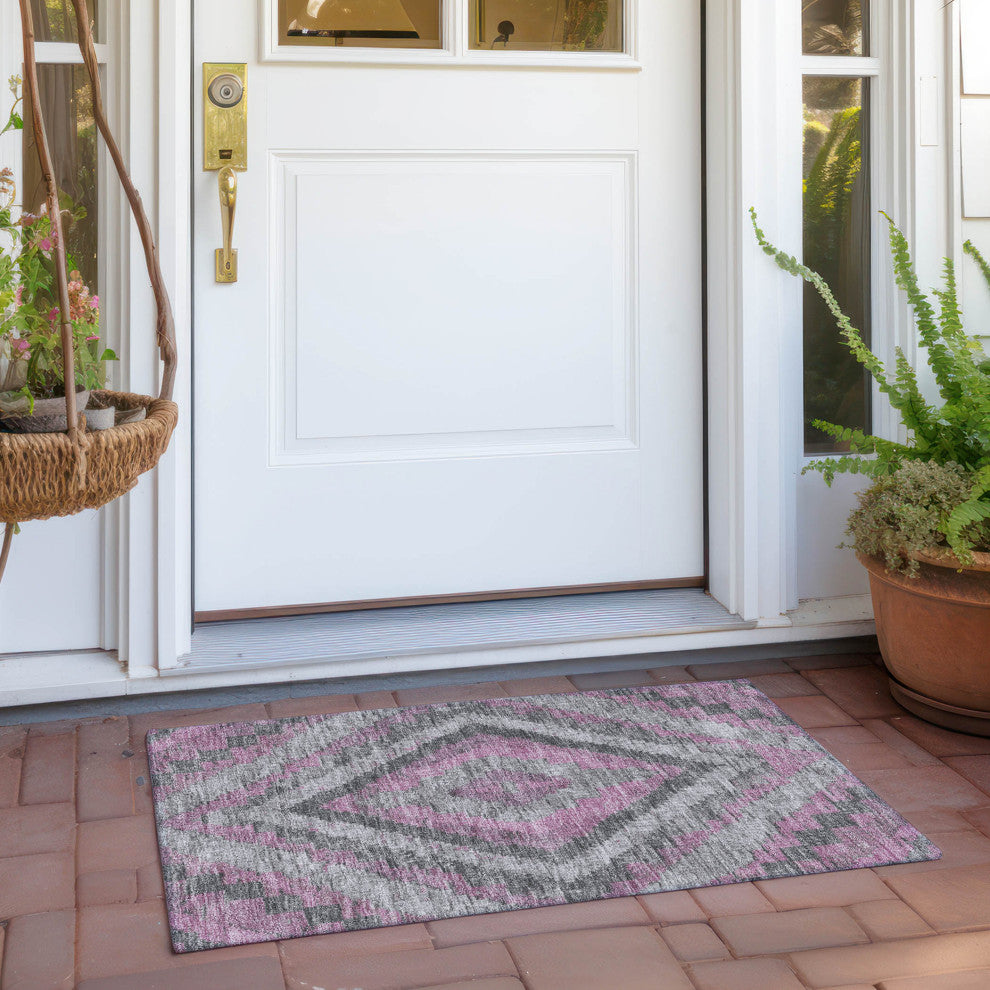 Machine Washable Indoor/Outdoor Chantille ACN1890 Blush 1'8" x 2'6" Rug