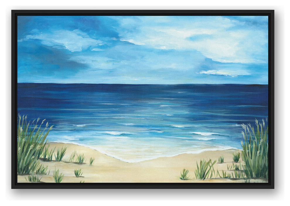 Peaceful Beach Scene 24x36 Black Floating Framed Canvas