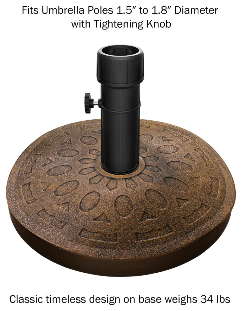 Pure Garden Heavy Duty Resin and Cement 34 lb Outdoor Umbrella Base, Bronze