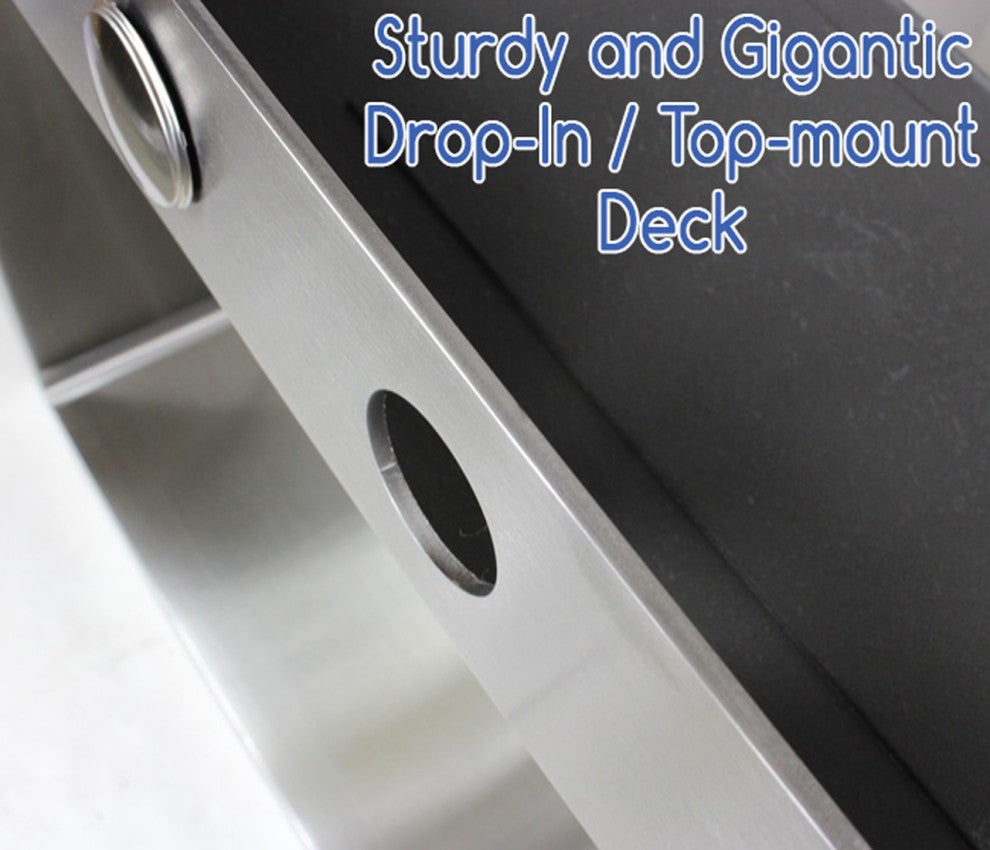 36" Topmount 16 Gauge Single Bowl, Sink With Faucet and Strainer