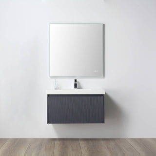 Floating Bathroom Vanity with Sink, Wall Mounted Vanity, Blue, 36" W/ Sink