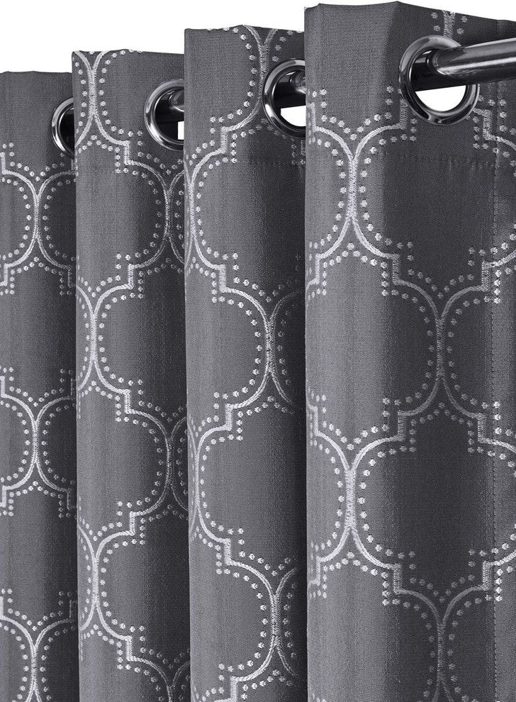 Alana 100% Blackout Panels, Set of 2, Black Shadow, 108"x96", Set of 2