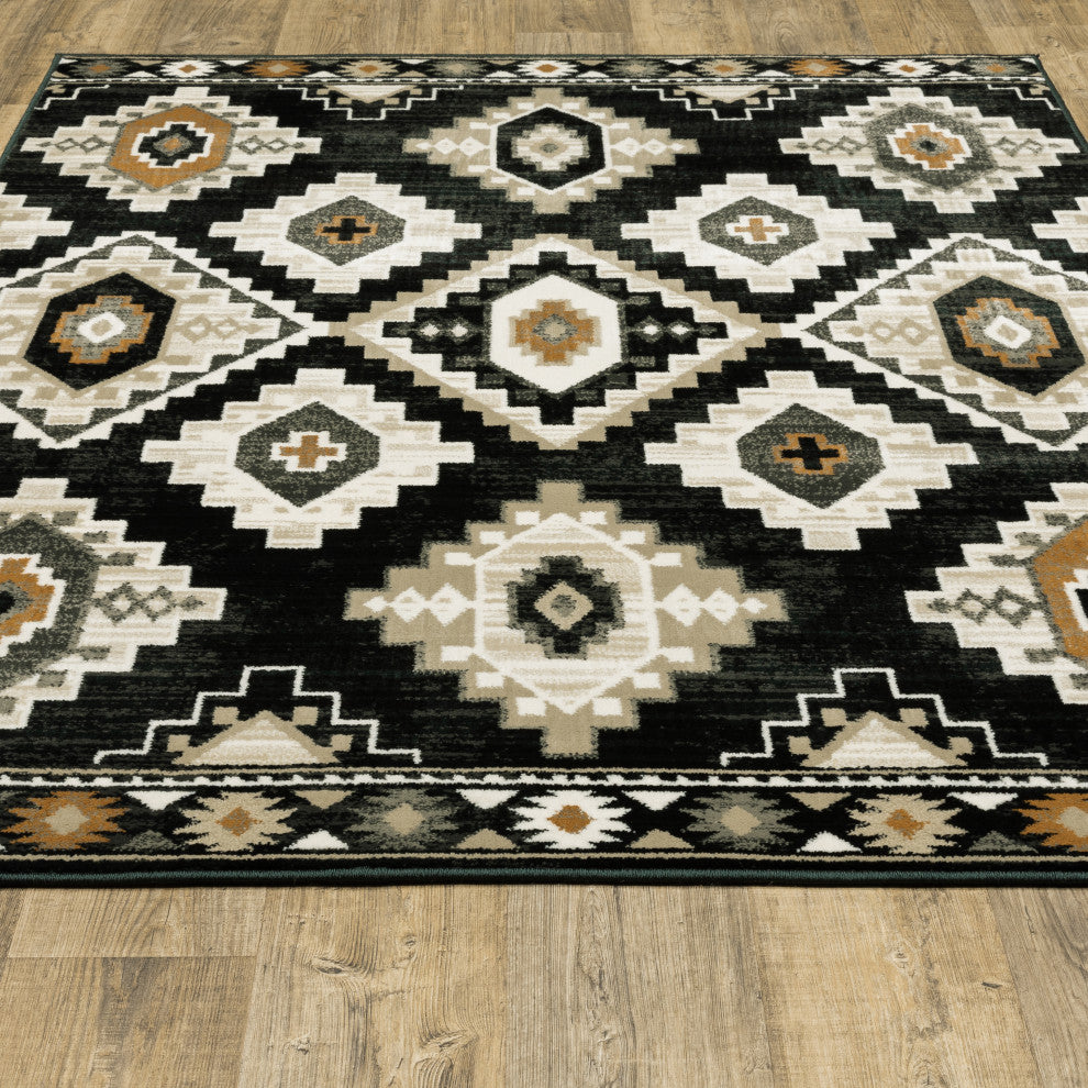 Garson Southwest Diamonds Area Rug, Charcoal, 7'10"x10'