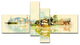 Tokyo Panoramic View, Cityscape Watercolor Canvas Print, 60"x32", 4 panels