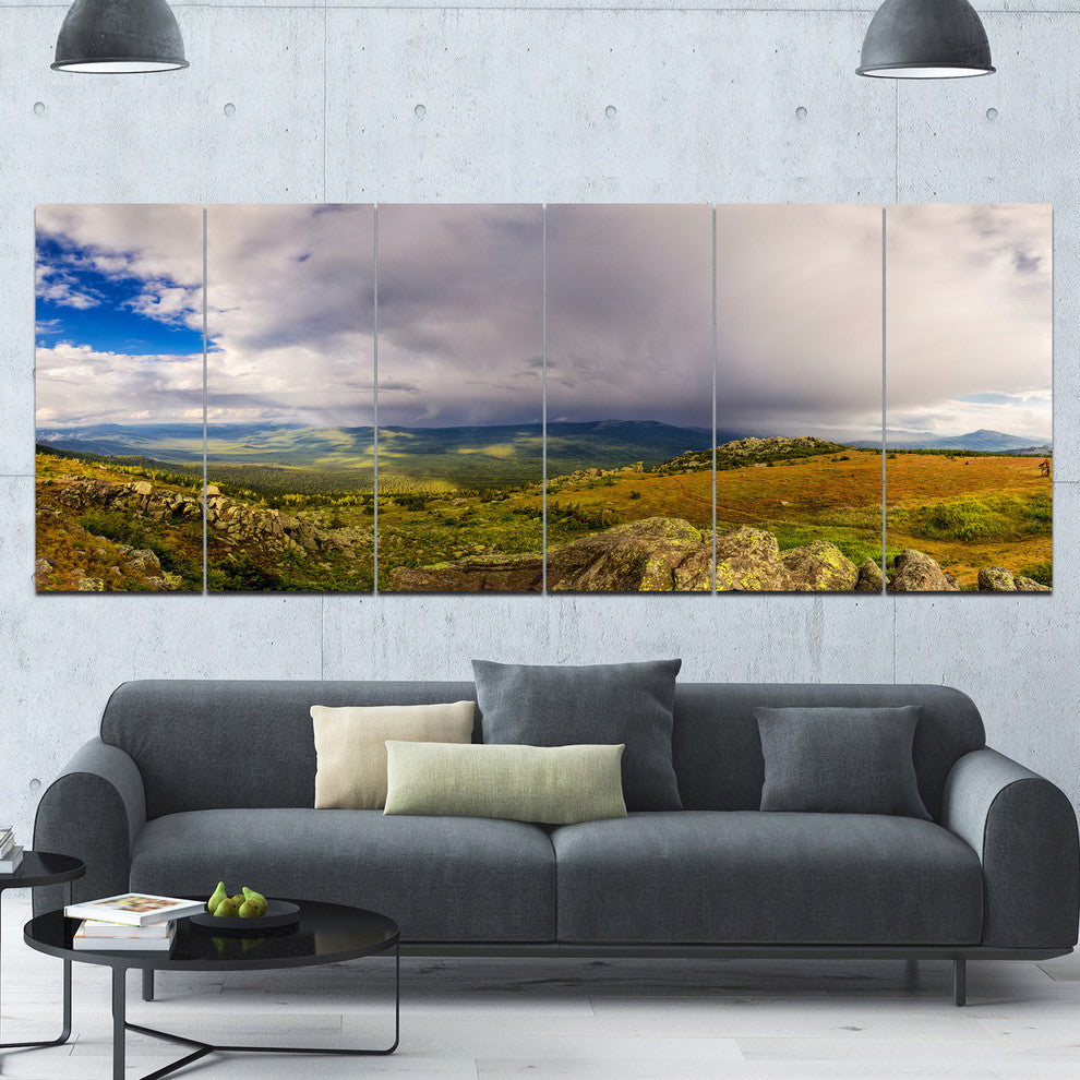 Stormy Sky with Clouds Panorama, Landscape Canvas Art Print, 70"x28", 6 Panels