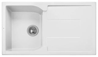 ALFI White 34" Single Bowl Granite Composite Kitchen Sink With Drainboard
