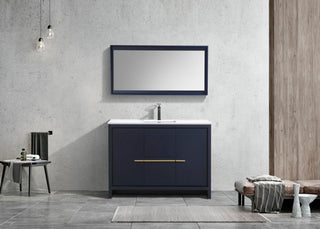 KubeBath Dolce 48" Bathroom Vanity With White Quartz Countertop, Ash Gray, Blue