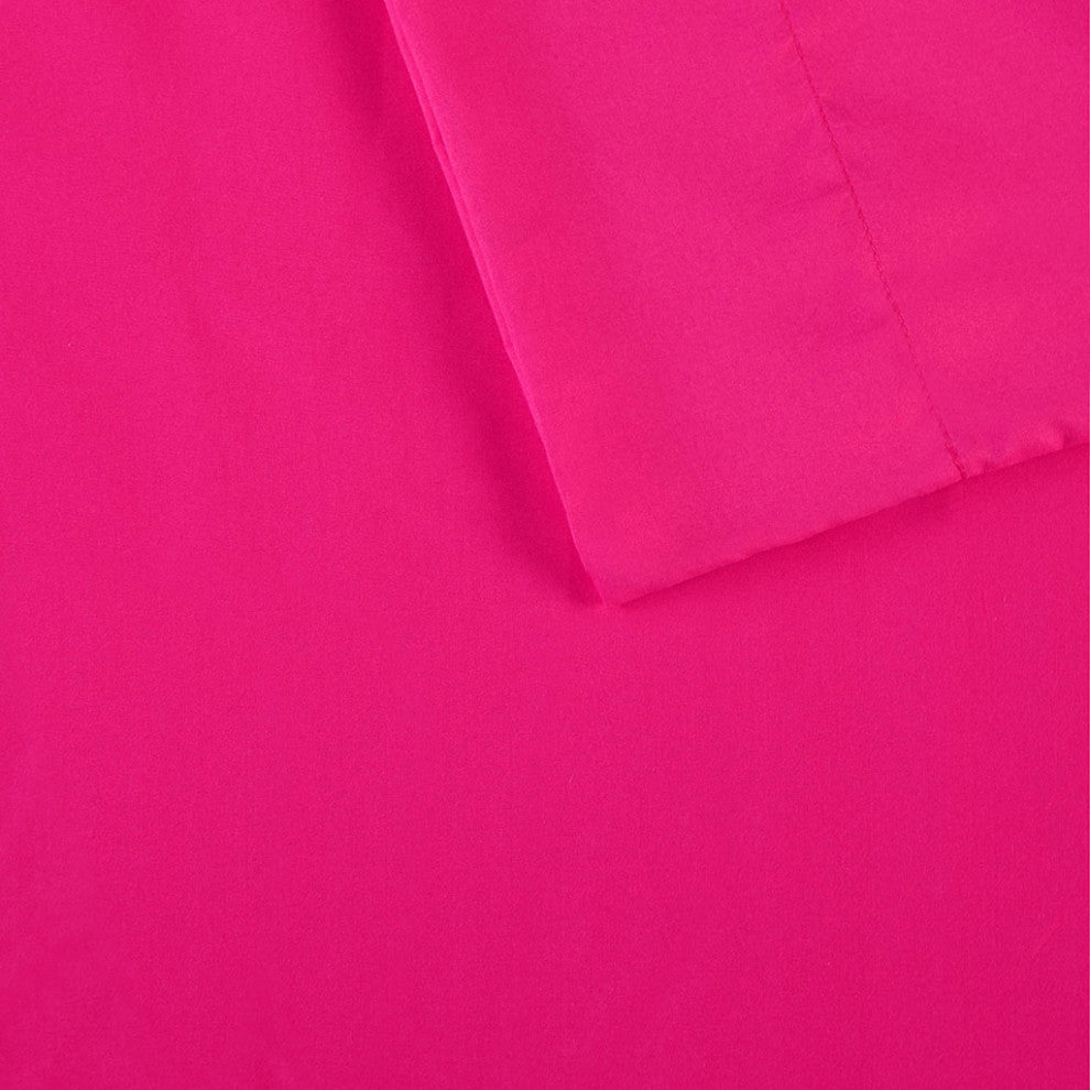 Intelligent Design Microfiber Sheet Set With Side Storage Pockets, Pink