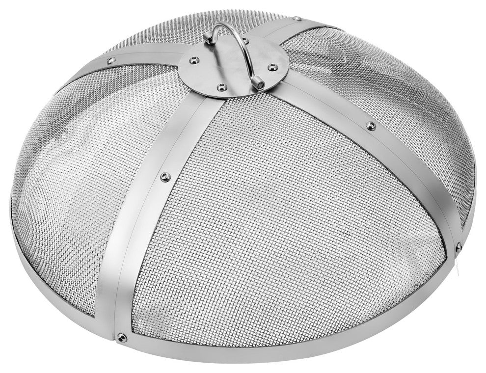 VEVOR 27" Round Firepit Spark Screen Cover Lid Stainless Steel Wood Burning