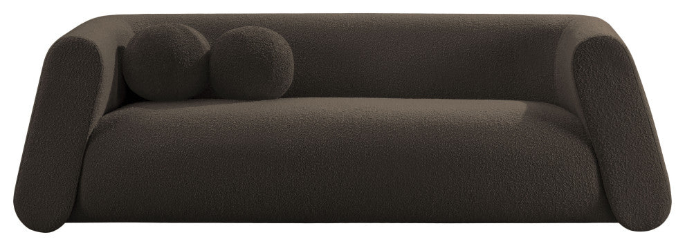 Abbington Boucle Fabric Upholstered Sofa, Brown