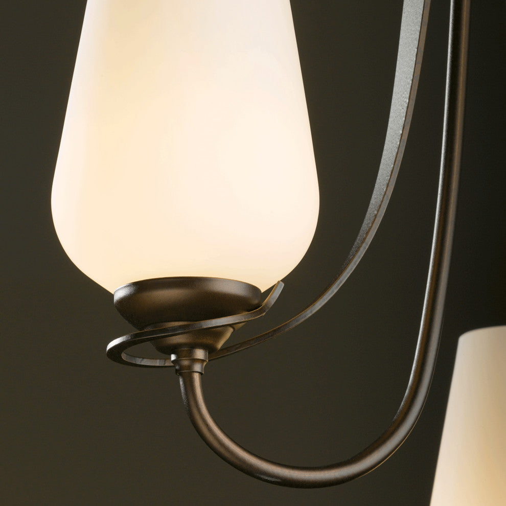 Flora 3 Arm Chandelier, Bronze Finish, Opal Glass