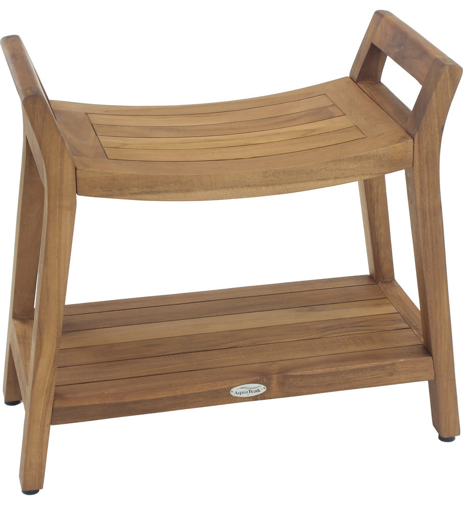 Patented AsiaÂ® Ascend Teak Shower Bench with Shelf
