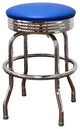 Retro Home Single Ring Chrome Pan 24" Swivel Counter Stool, Blue