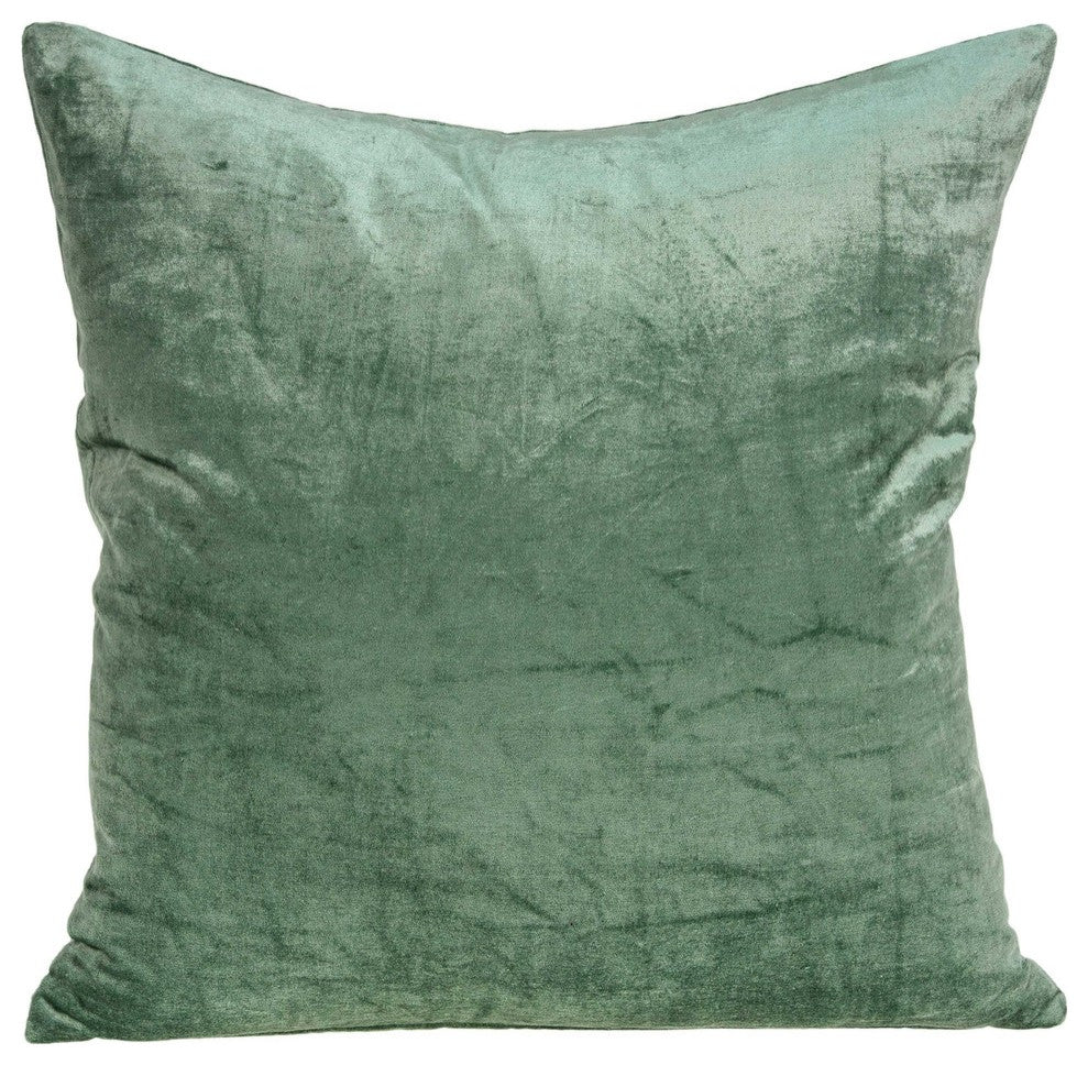 22" X 7" X 22" Transitional Green Solid Pillow Cover With Poly Insert