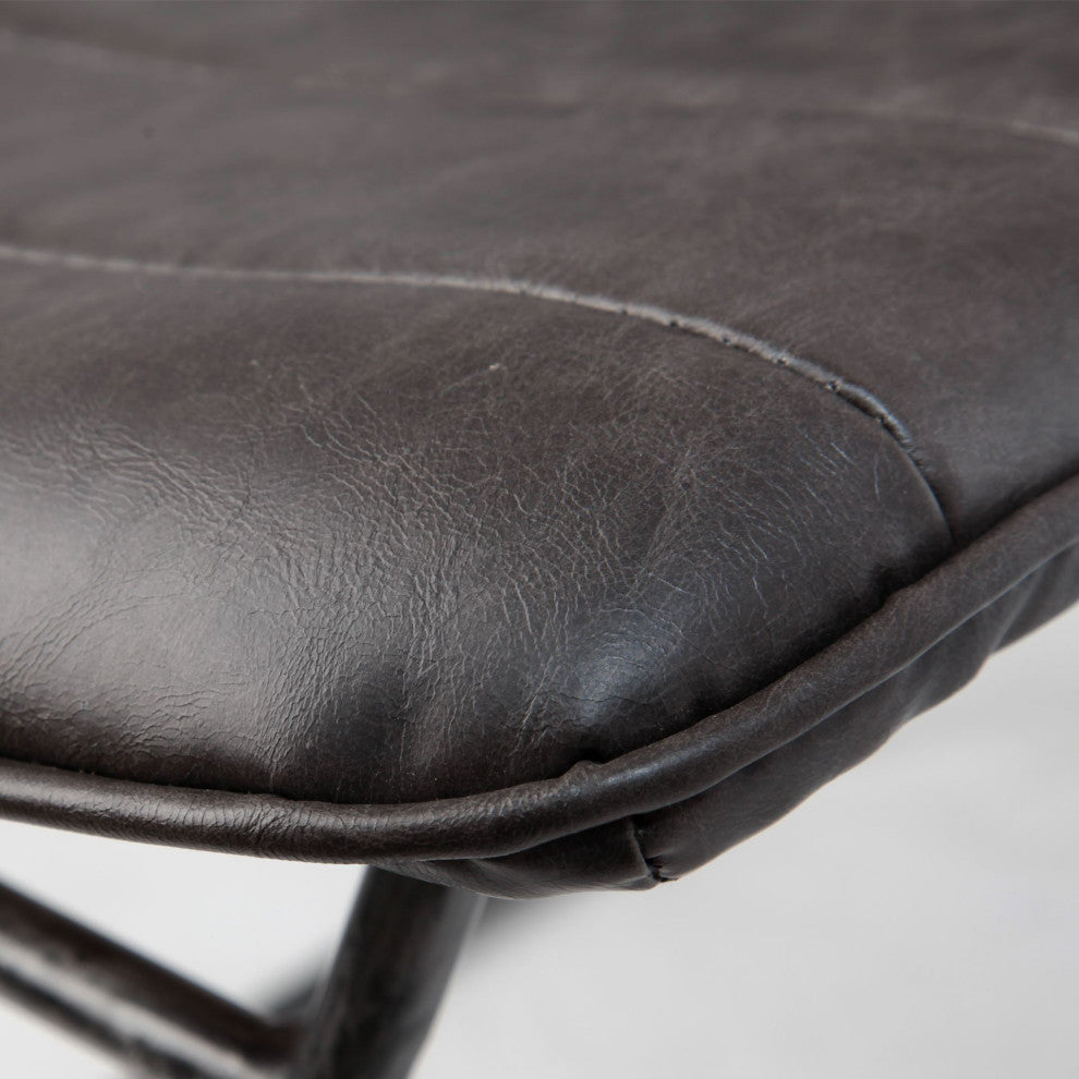 Thornton I Dark Brown Faux-Leather Seat Black Iron Frame Dining Chair, Brown