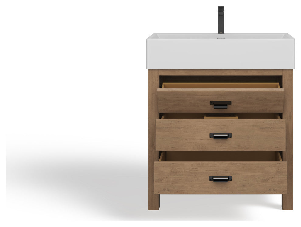 Berkshire Bathroom Vanity, Reclaimed Fir, 30", Single Sink, Freestanding