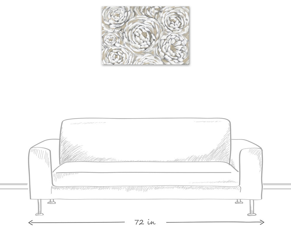 Cream and Gray Floral 30x20 Canvas Wall Art